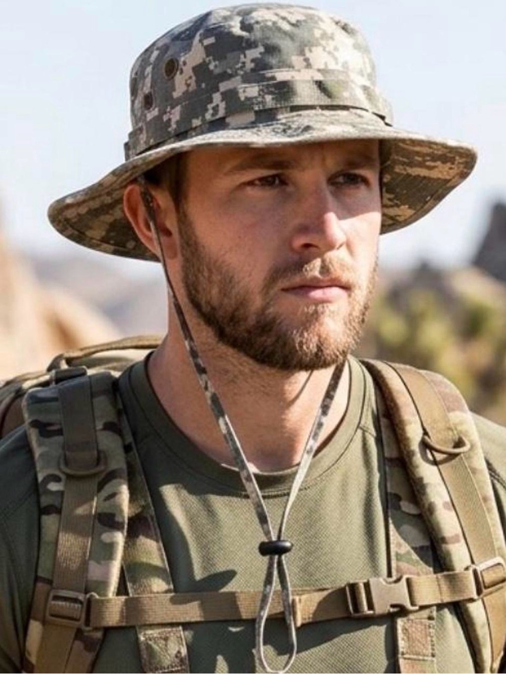 Camouflage Bucket Hat with Drawstring Y2K grunge